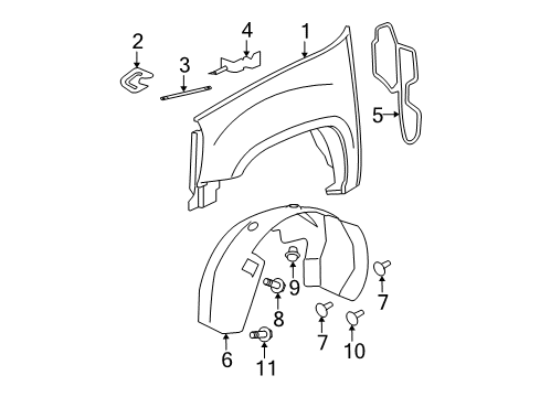 2007 Cadillac Escalade EXT Fender & Components Diagram