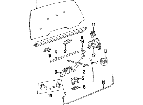 1985 Buick Electra Tail Gate - Glass & Hardware Diagram