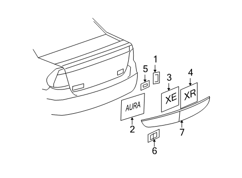 2008 Saturn Aura Emblem, Rear Diagram for 25810637