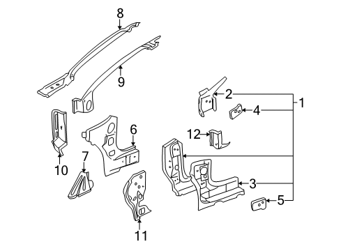 1996 Pontiac Sunfire Windshield Frame, Passenger Side Diagram for 22653820