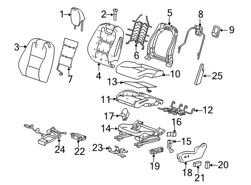 2012 Chevy Camaro Driver Seat Components Diagram