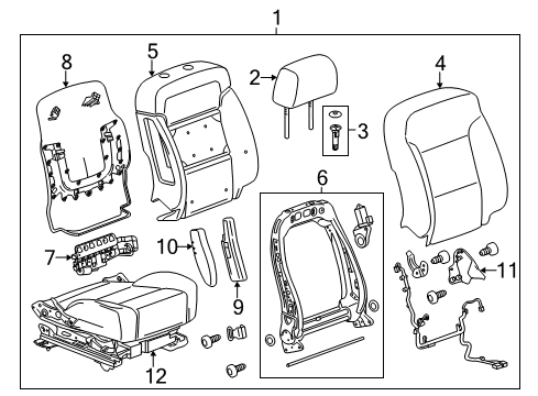 2017 Chevy Suburban Passenger Seat Components Diagram