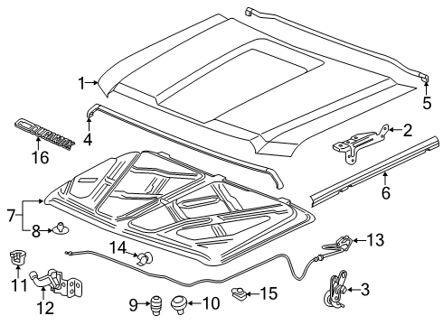 2016 GMC Sierra 2500 HD Hood & Components Diagram