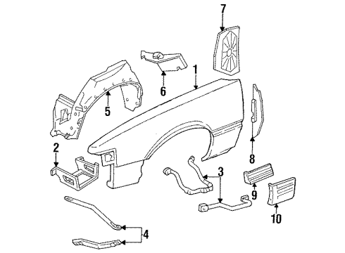 1988 Pontiac Grand Am Nameplate, Front Diagram for 22534050