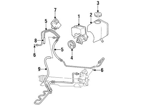 1996 Chevy Lumina P/S Pump & Hoses, Steering Gear & Linkage Diagram
