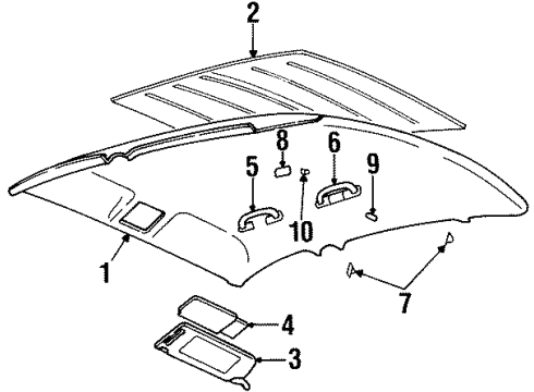 1998 Oldsmobile Aurora Interior Trim - Roof Diagram