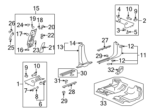 2011 Buick Enclave Interior Trim - Pillars, Rocker & Floor Diagram