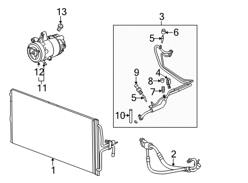 2012 Chevy Impala A/C Condenser, Compressor & Lines Diagram