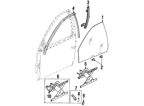 2002 Saturn SC1 Door - Glass & Hardware Diagram