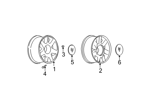 2004 Cadillac DeVille Wheels, Covers & Trim Diagram