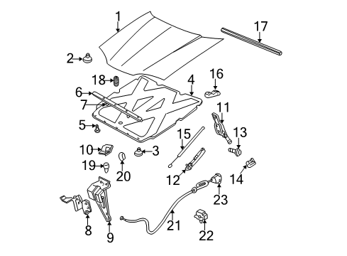 2000 Chevy Impala Hood & Components Diagram