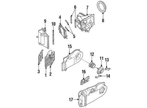 1997 Oldsmobile 88 A/C Evaporator & Heater Components Diagram