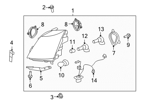 2011 Cadillac CTS Bulbs Diagram