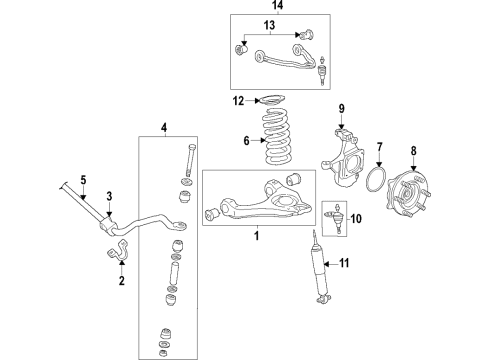 2022 Chevy Express 3500 Suspension Components, Lower Control Arm, Upper Control Arm, Stabilizer Bar Diagram