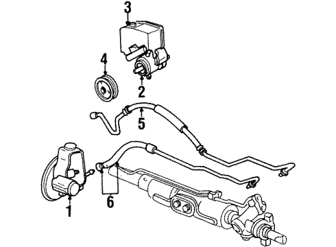 1991 Chevy Beretta P/S Pump & Hoses, Steering Column, Steering Gear & Linkage Diagram