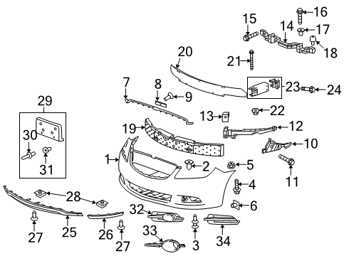 2013 Buick LaCrosse Bumper Cover, Front Upper Diagram for 20979560