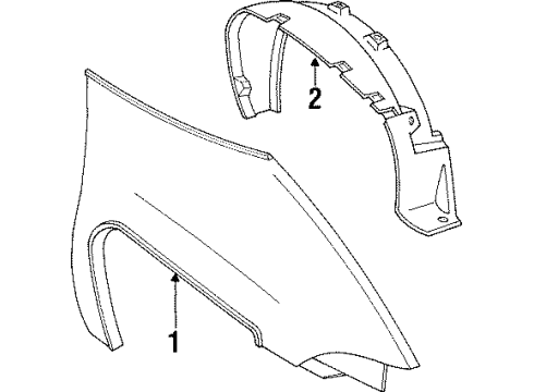 1992 Oldsmobile Silhouette Splash Shield, Front Inner Passenger Side Diagram for 10210069