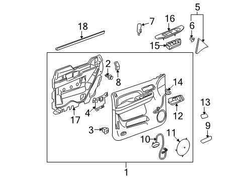 2008 Cadillac Escalade ESV Interior Trim - Front Door Diagram