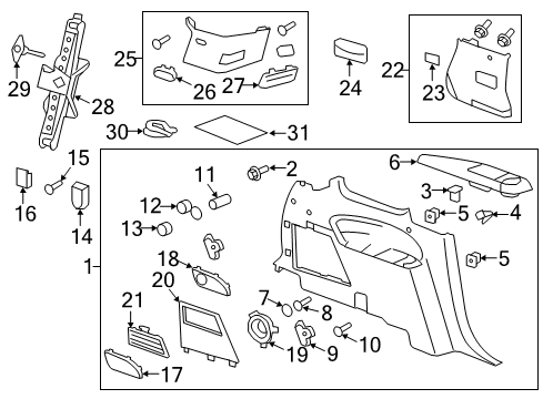2008 GMC Acadia Interior Trim - Quarter Panels Diagram