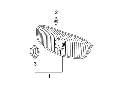 2009 Buick LaCrosse Grille & Components Diagram
