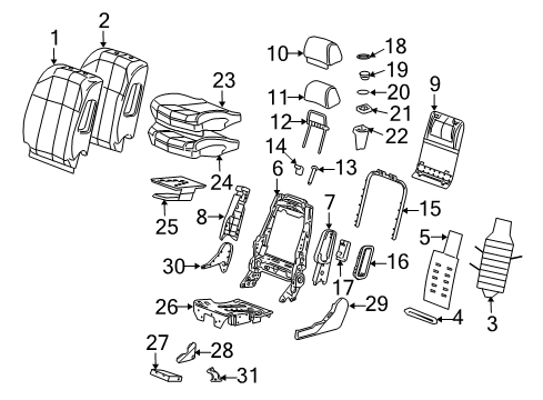 2007 Cadillac STS Front Seat Components Diagram