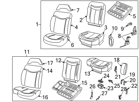 2000 GMC Sonoma Front Seat Components Diagram