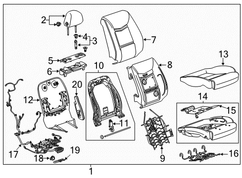 2014 Cadillac XTS Passenger Seat Components Diagram