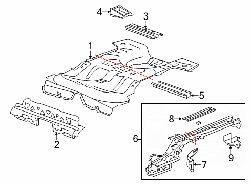 2014 Cadillac XTS Rear Floor & Rails Diagram