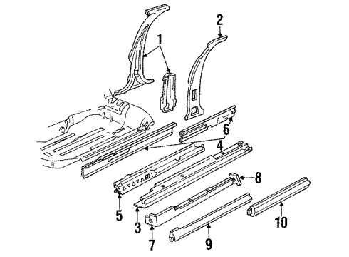 1987 Chevy Corsica Rear Sill Plate, Driver Side Diagram for 20669733