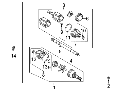 2005 Buick Rendezvous Drive Axles - Front Diagram