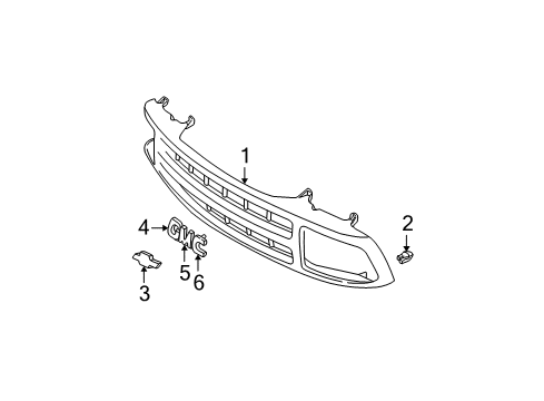 1997 Chevy S10 Grille & Components Diagram