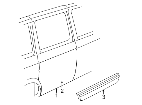 1998 GMC Safari Molding, Silver, Outer Diagram for 15763708