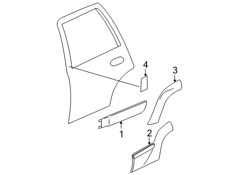 2005 Chevy Trailblazer Exterior Trim - Rear Door Diagram