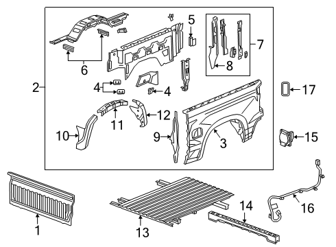 2019 Chevy Silverado 1500 Pick Up Box Components Diagram