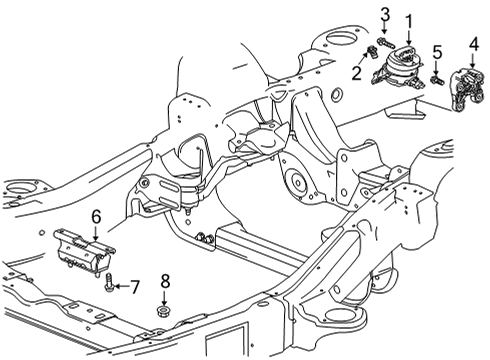 2023 Cadillac Escalade ESV Engine & Trans Mounting Diagram