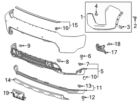 2021 Chevy Silverado 3500 HD Exterior Trim - Front Bumper Diagram