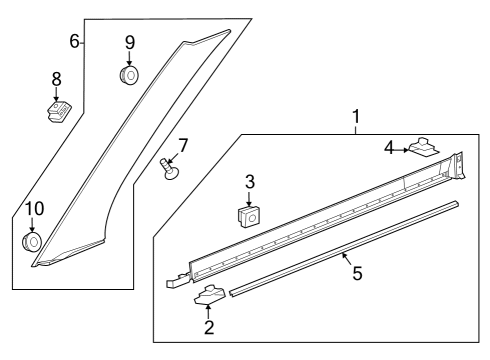 2021 Chevy Blazer Exterior Trim - Pillars Diagram