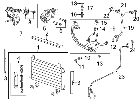 2011 Chevy Caprice A/C Condenser, Compressor & Lines Diagram