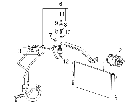 2007 Pontiac G6 A/C Condenser, Compressor & Lines Diagram