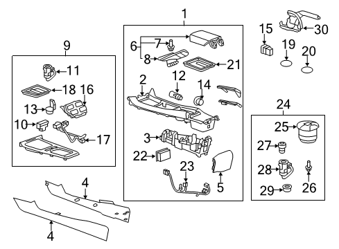 2010 Chevy Camaro Console Assembly Diagram for 92239968