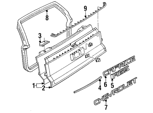 1992 Chevy Caprice Nameplate, Rear Diagram for 10135790