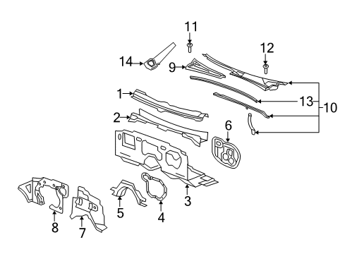 2010 Cadillac CTS Cowl Diagram