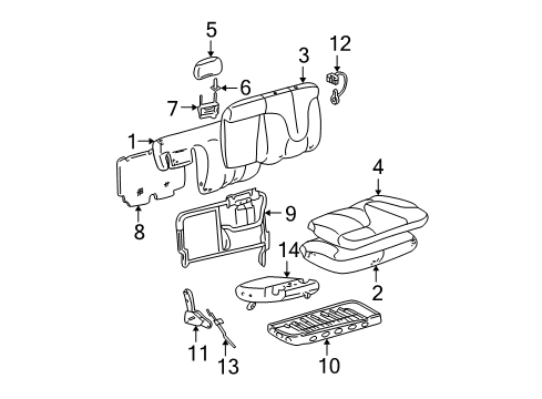 2004 GMC Yukon XL 1500 Rear Seat Components Diagram