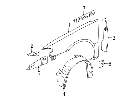 2007 Buick LaCrosse Fender & Components, Exterior Trim Diagram