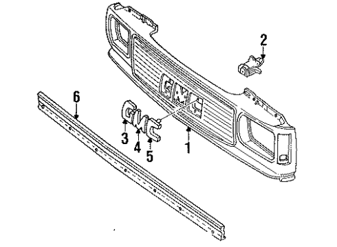 1992 GMC Sonoma Grille & Components Diagram