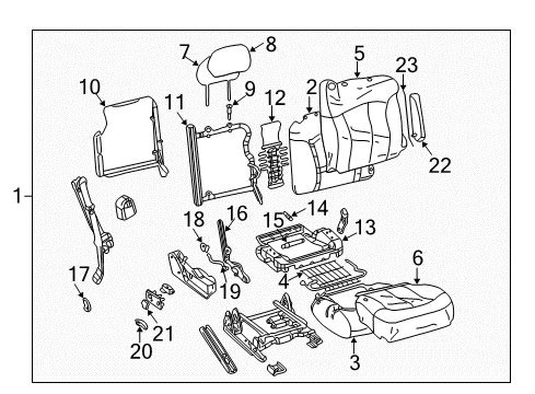 2001 GMC Sierra 3500 Front Seat Components Diagram