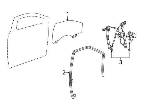 2014 Cadillac SRX Front Door - Glass & Hardware Diagram