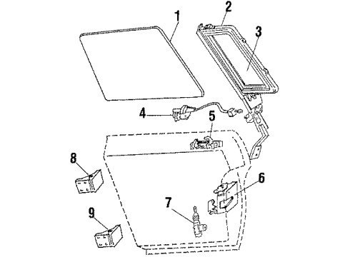 1988 Oldsmobile Cutlass Cruiser Rear Door - Glass & Hardware Diagram