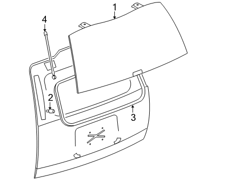 2012 GMC Yukon Lift Gate - Glass & Hardware Diagram