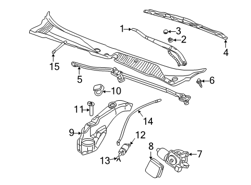 2000 Cadillac Seville Wiper & Washer Components Diagram